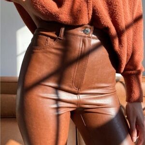 Wilfred Brown Faux Leather Pants